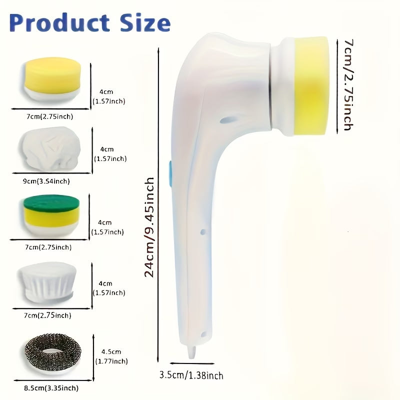 Measurement chart of a cleaning brush with various components and their dimensions.